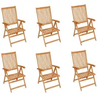 vidaXL Tuinstoelen 6 st met grijs geruite kussens massief teakhout