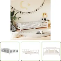 The Living Store Houten Bed - Kinderbed Frame - Kinderbedframe 90x190 cm massief grenenhout wit - Kindermeubilair - Grenenhouten Bed - Kids Bed