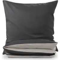 Blumtal Dekbedovertrek Set Tweekleurig - Luxe Beddengoed - 155 x 200 cm - 2 x Kussensloop 80 x 80 cm - Antraciet en Lichtgrijs
