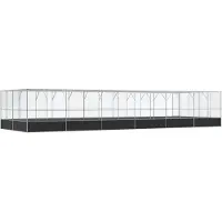 vidaXL Volière met verlengstuk 1246x414x212 m staal zilverkleurig