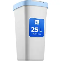 Kadax Afvalcontainer 25 liter, afvalemmer met kanteldeksel, afvalemmer voor afvalscheiding, vuilnismand van kunststof, robuuste vuilnisemmer, vuilnisemmer (grijs/blauw)
