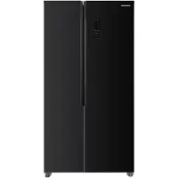 HEISSNER HSBS-HM442NFGBKE++ Amerikaanse Side-by-Side Koelkast – 442 L – No Frost – Deur-open Alarm – Super Koelen & Super Vriezen – Zwart – 5 Jaar Garantie