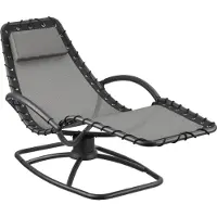 TecTake - Ligstoel Toulon - Ergonomische tuinstoel met schommelfunctie - Verstelbare ligstoel voor tuin, terras, balkon met hoofdkussen en comfortabele armleuningen - 120kg draagkracht - Grijs