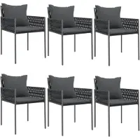 vidaXL Tuinstoelen 6 st met kussens 54x61x83 cm poly rattan zwart
