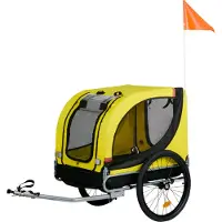 Dunlop Hondenfietskar - Fietskar Hond - Fietskarren voor Honden tot max. 40 KG - Fietskar Bagage - Fietsaanhanger met Reflectoren en Verstelbare Regenhoes - Honden Fietskar - Hondenkar - Geel