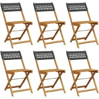 vidaXL Tuinstoelen 6 st inklapbaar poly rattan en massief hout zwart