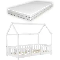 En.casa Kinderbed Sisimiut met uitvalbeveiliging en matras 70x140 wit
