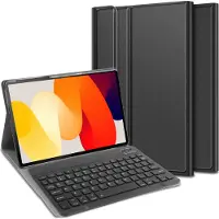 Cazy tablet Hoes met Toetsenbord geschikt voor Xiaomi Redmi Pad SE - QWERTY Bluetooth Keyboard Case - Zwart