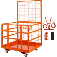 Vevor Werkplatform Stapelaar 635kg Veiligheidskooi Zware stalen werkbak 114,3x109,2x203,2cm Stapelaarplatform Premium voor 1-2 personen Montageplatform Heftruck Ideaal voor werken op hoogte
