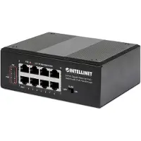 Intellinet – Industriële PoE+ netwerk switch – 8‑poorts Gigabit – PoE Passthrough – DIN‑rail montage