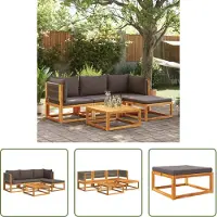The Living Store Loungebank - Tuin Lounge Set - 5-delige tuinset met kussens van acaciahout en touw - Acacia Hout - Buitendecoratie - Terras Meubel