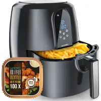 Arendo Heißluftfritteuse XXL Airfryer, 5,2 liter, tot 200 graden, 3D circulatiesysteem, display, 1800 W, frituurpan, hete lucht frituurpan, frituren zonder olie, timer, 7 programma's