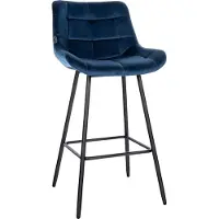 CLP Barkruk Weston met metalen frame en voetsteun. Verkrijgbaar in fluweel of kunstleer. Kleur: zwart. Materiaal: fluweel