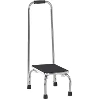 HOMCOM -opstapje met handvat-Staal-43x31x86cm-Grijs
