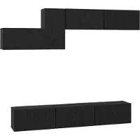 Syfax Tv-meubelset met lade 7 pcs Zwart Eiken Bewerkt hout