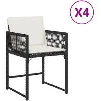 Syfax Tuinstoelen 4 st met kussens poly rattan zwart
