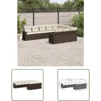 The Living Store Loungebank - Tuin Lounge Set - 10-delige Loungeset met kussens poly rattan bruin - Buitendecoratie - Tuinset - Outdoor Furniture