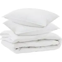 vidaXL Seizoensdekbedset met kussens, 3 stuks, wit, microvezel