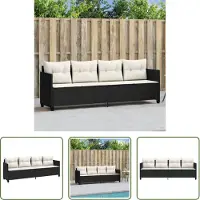 The Living Store Lounge Stoel - Ligbed - Ligbed met kussens poly rattan zwart - Tuinset - Buitendecoratie - Outdoor Furniture