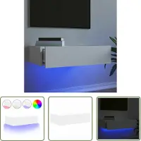 The Living Store vidaXL Led-verlichting - Tv-meubel - Tv-meubel met LED-verlichting 60x35x15,5 cm wit - Houten Tv-stand - Opbergruimte - Modern Tv-meubel