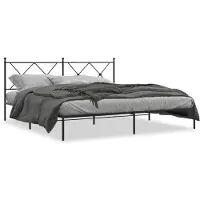 vidaXL Bedframe met hoofdbord metaal zwart 183x213 cm