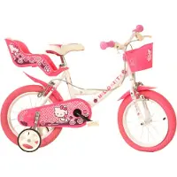 Dino Bikes Hello Kitty - Kinderfiets 14 Inch - van 3-5 Jaar - met Zijwieltjes - Meisjesfiets Wit