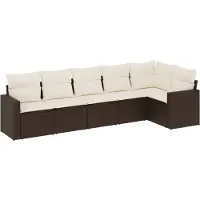 vidaXL 6-delige Loungeset met kussens poly rattan bruin