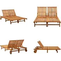 vidaXL Ligbed 2-persoons massief acaciahout - Ligbed - Ligbedden - Ligstoel - Ligstoelen