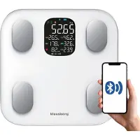 Klausberg 7855 - Slimme Bluetooth Personenweegschaal met Lichaamsanalyse – Gewicht, BMI, Vetpercentage, Spiermassa, Kleurendisplay - Wit