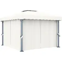 The Living Store De Living Store paviljoen met gordijn, 3x3 meter, crèmekleurig, aluminium