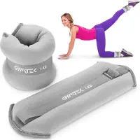 Gymtek Polsgewichten en Enkelgewichten, Gewichtsmanchetten - 2x 1 kg - Gewichten voor Benen en Armen, Verstelbare Gewichten, Voetgewichten - Pilates, Fitness
