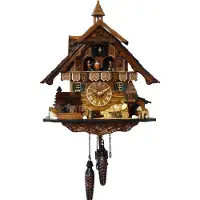 Engstler - 4832_MT - Koekoeksklok - 1-daags kettinguurwerk - Notenhout - met muziek met dansend paar - 42 cm