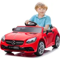 Sun baby Mercedes elektrische kinderauto van 3 jaar, motorvermogen 2x30W, stuur met geluid, veiligheidsgordels (Rode)