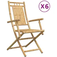 vidaXL Opklapbare stoelen, 6 stuks, 53x66x99 cm, bamboe