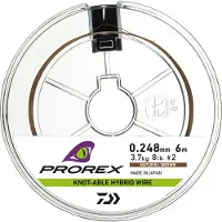 Daiwa Hybr. Draad, knoopbaar, 6 meter, 3,7 kg, 0,248 mm, bruin, staaldraad