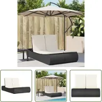 The Living Store Tuinset - Ligbed - Ligbed 2-persoons met kussens poly rattan zwart - Lounge Set - Buitendecoratie - Relaxen