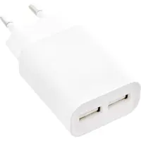 InLine USB lader DUO, voeding 2-voudig, 100-240V naar 5V/2.1A, wit