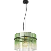 Globo Zwarte hanglamp Gorley met groen glas Ø 40cm