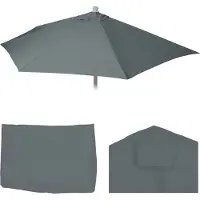 Mendler Vervangingshoes voor Parla halfronde parasol, parasolhoes vervangingshoes, 300cm stof/textiel UV 50+ 3kg ~ antraciet