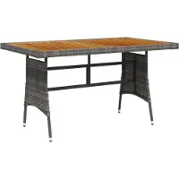 The Living Store De Living Store tuintafel, grijs, 130x70x72 cm, gemaakt van polyrotan en massief acaciahout