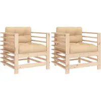 vidaXL Tuinstoelen 2 st met kussens massief grenenhout