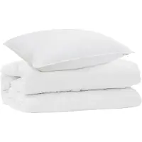 vidaXL Beddengoedset met kussens, 2 stuks, wit, microvezel