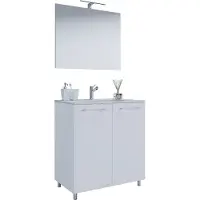 VCM 3 stuks. Set | 1 wastafel met draaideuren, 1 spiegel, 1 wastafel | Keramische wastafel | Kast staand 60 cm | Badkamermeubel set - Badinos