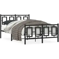 vidaXL Bedframe met hoofd- en voeteneinde metaal zwart 120x190 cm