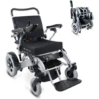 Mobiclinic Troya Tiny - Elektrische rolstoel - Aluminium - Opvouwbaar - 17 km 24V - Voor volwassenen - Armleuningen en voetsteunen - Zitje