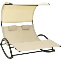 Prolenta Maison Exclusive - Dubbele ligbed met zonnedak, kleur crème (materiaal Textilene)