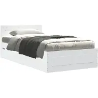 vidaXL Bedframe met hoofdbord bewerkt hout wit 75x190 cm