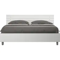 Ityhome Enkelbed met twee slaapplekken en opbergruimte, 160x190 cm, met een recht hoofdeinde en lattenbodem, kleur: wit