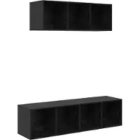 Syfax Tv-meubelset Wandgemonteerd 2 pcs Zwart Eiken Bewerkt hout
