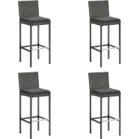 Syfax Tuinbarkrukken met kussens 4 st poly rattan grijs